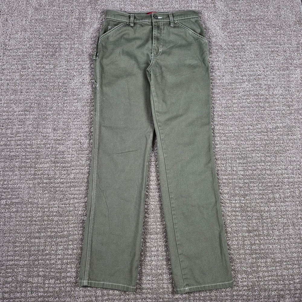 Vintage Dickies Carpenter Pants Womens 0/24 Olive Green Utility Workwear 90s Y2k
